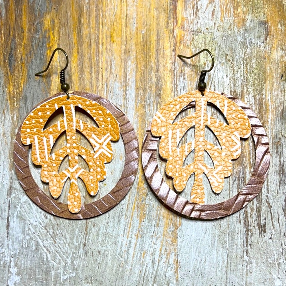 JEWELED ART Handcrafted | Mustard Mod Leaf Earrings | Fall Collection 🍁